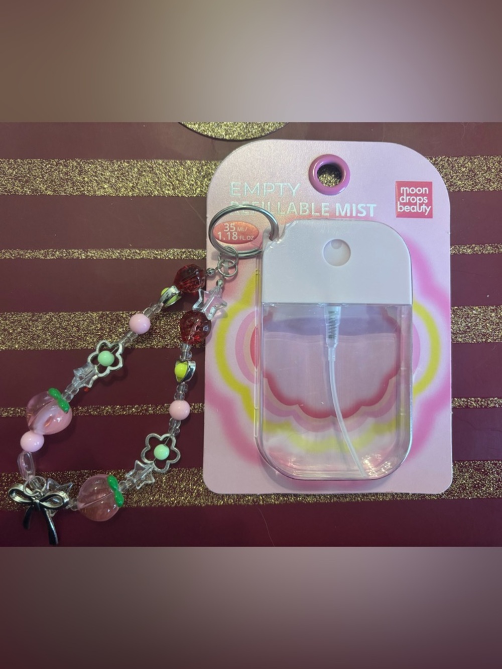 Mini Spray Bottle with Beaded Charm – Cute Accessory